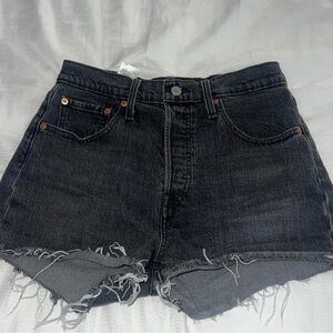 Levi’s 501 Button Fly Faded Black Wash Jean Shorts